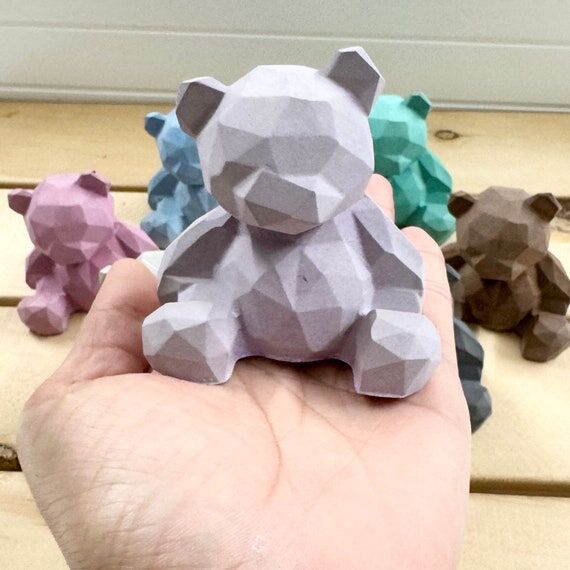 Geometric Concrete Bear: Nursery Decor, Booke...