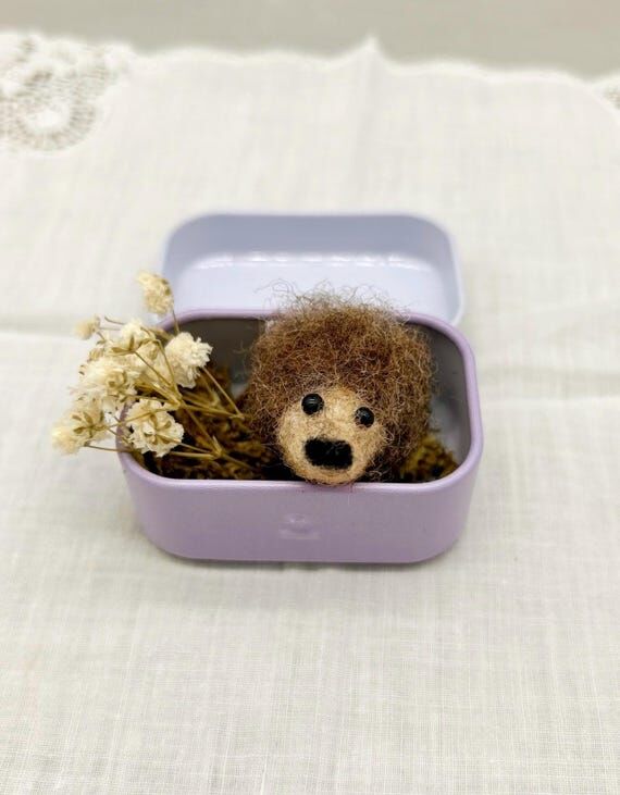 Needle Felted Hedgehog in Vintage Style Tin, ...