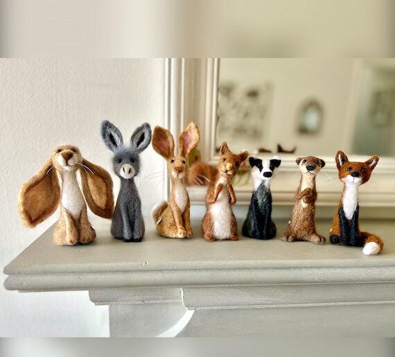 Woodland Creatures, Character Needle Felted A...