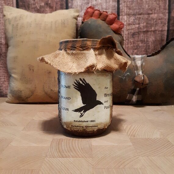Primitive Grubby Farmhouse Pantry Kitchen Jar...