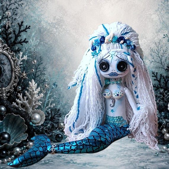 Mermaid,Dark sea siren,ooak doll,handmade col...