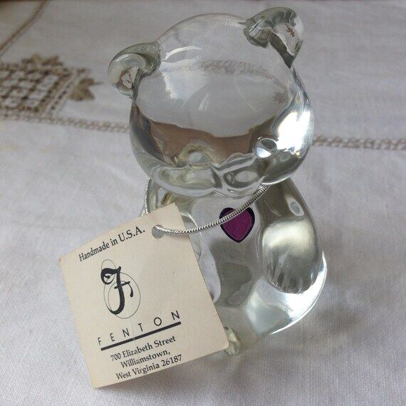 Vintage Fenton Clear Glass Bear Figurine with...