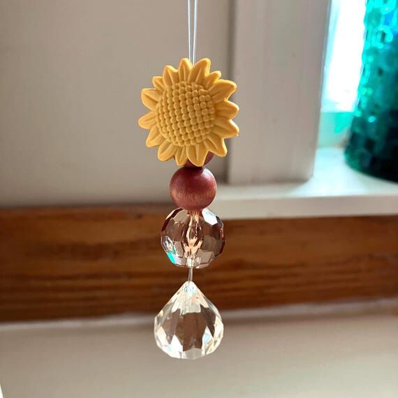 Handmade Sunflower Resin Bead Suncatcher Car ...
