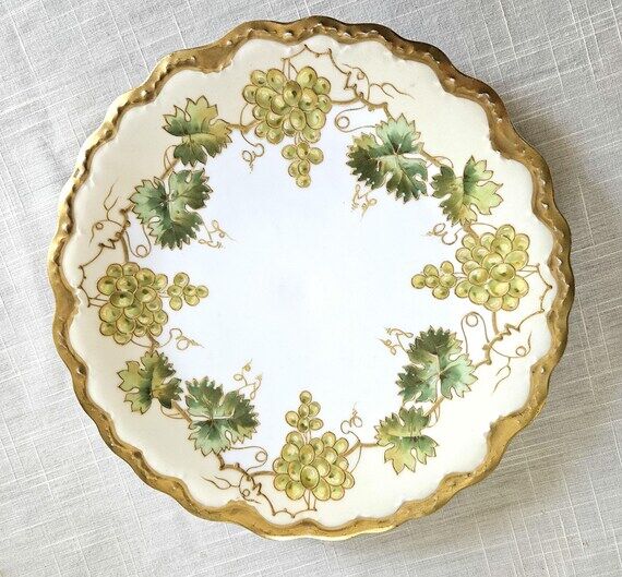 Vintage 8.5" Limoges Beautiful Grapevine...