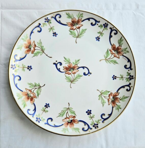 8.5" Antique Limoges Floral Handpainted...