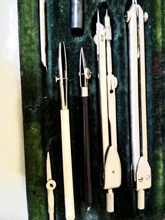 Vintage Soviet Drafting Compass Tool Set USSR...