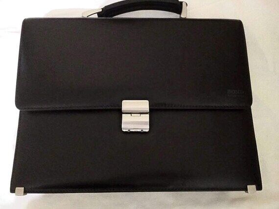 Vintage Bond Style Leather Briefcase with Han...