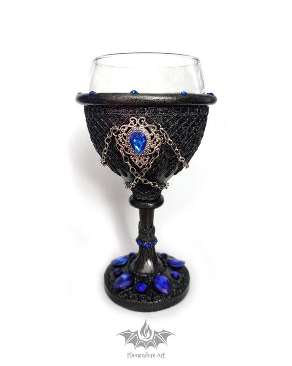 Blue Gothic Wine Goblet: Handmade Vampire Cha...