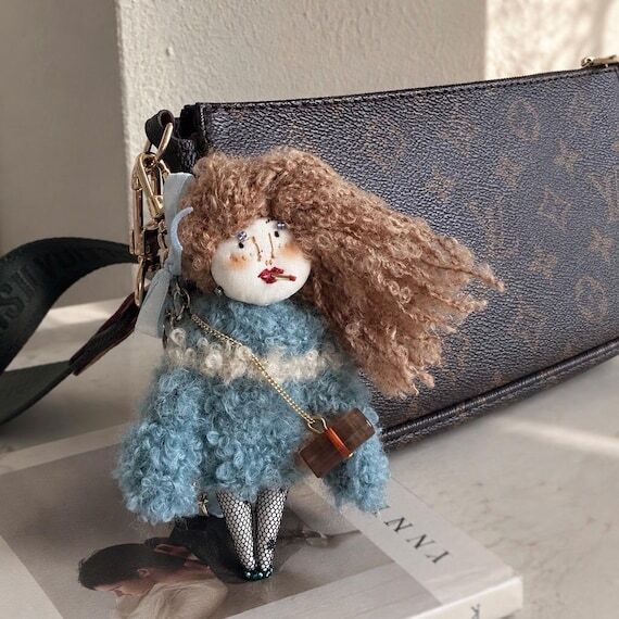 Quiet Glamour Art Doll Bag Charm, Handmade Te...
