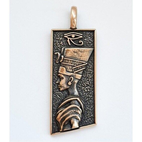 Handcrafted bronze Nefertiti pendant. Keychai...