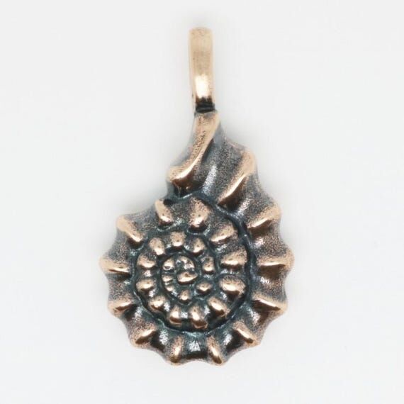 Handcrafted bronze Shell pendant. Keychain. N...