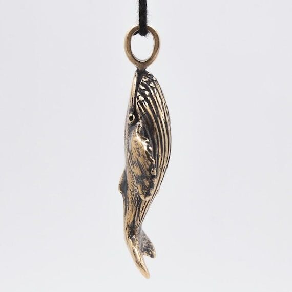 Handcrafted bronze Whale pendant. Keychain. N...