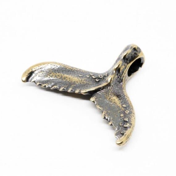 Handcrafted bronze Whale's Tail pendant. Keyc...