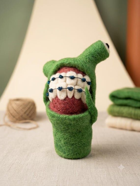 Needle Felted Dental Monster, Funny Dentist O...