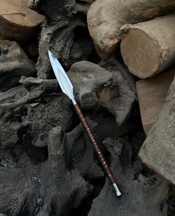 Hand Forged Leaf Spear, Handmade Metal Art, H...