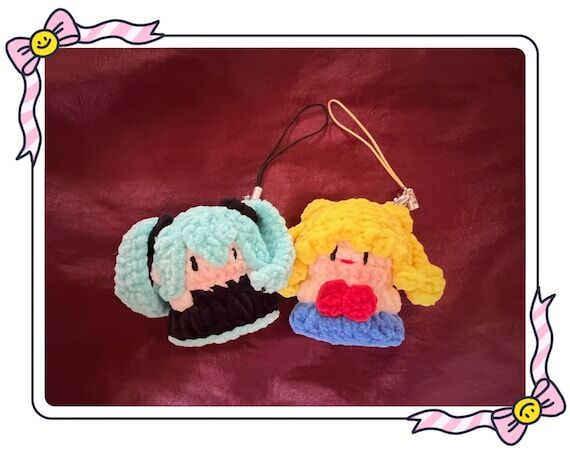 Handmade Crochet Miku and Sailor Moon Keychai...