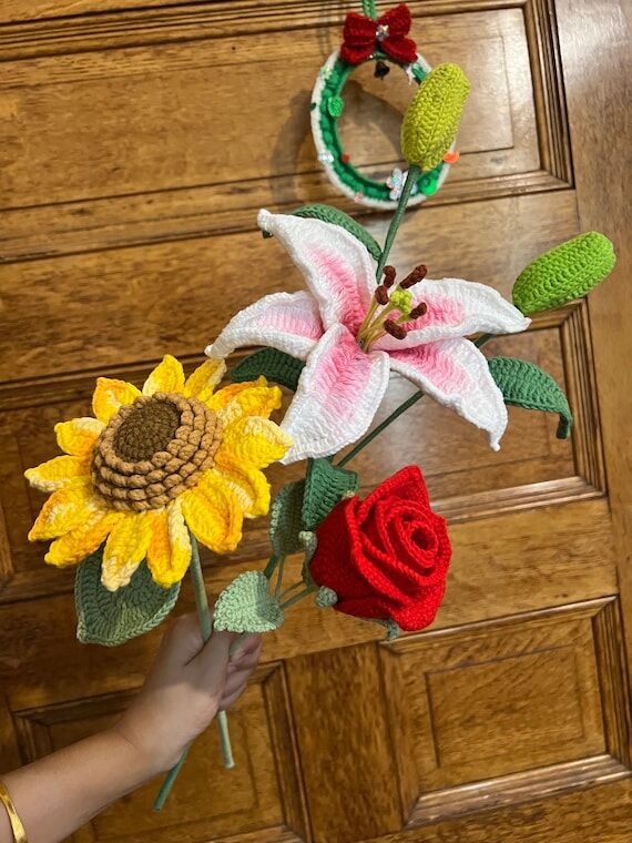 Handmade Crochet Flowers for Home Decoration...