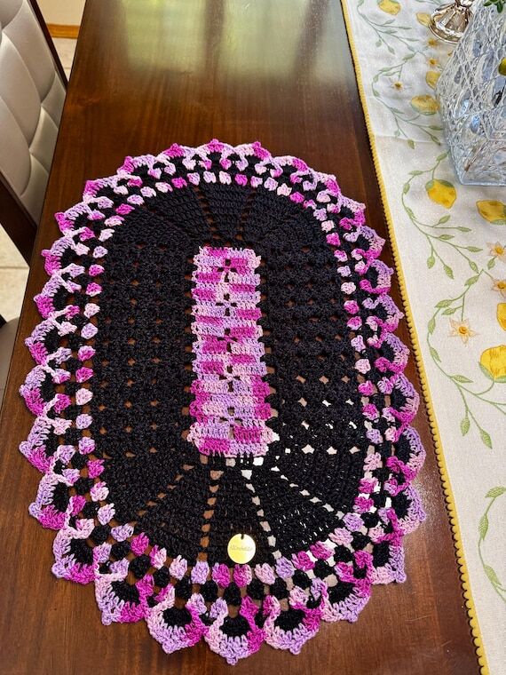 Oval large crochet doily, hand made crochet ...