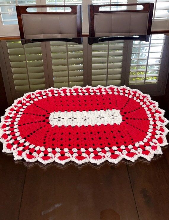 Oval large doily , oval table runner,...