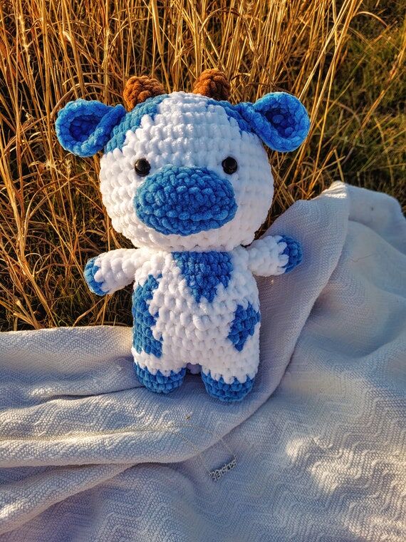 Blueberry Cow Plushie - Handmade Crochet Amig...