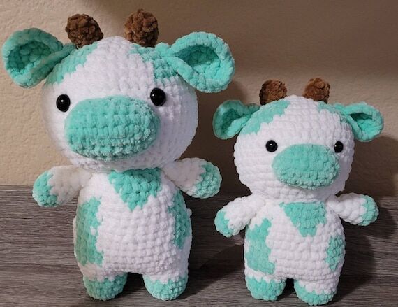 Handmade Customizable Crochet Cow Plushie - C...