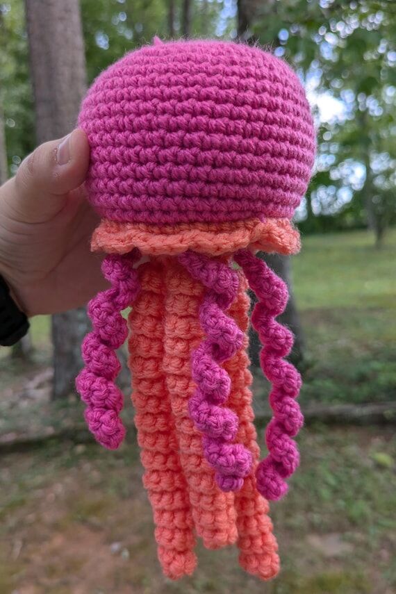 Crochet Jellyfish Plush | Colorful Sea Animal...