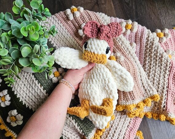 Handmade Crochet Della Duck Snuggler | Duck L...