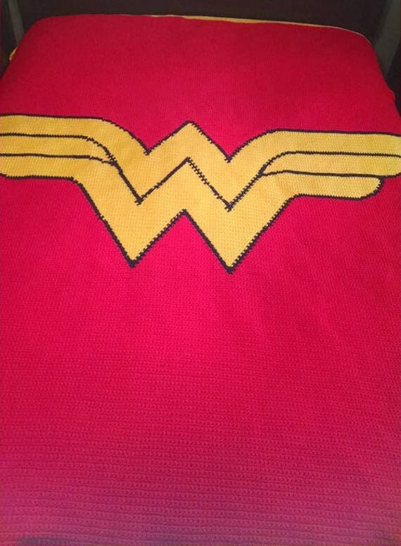 handmade crochet blanket - wonder woman logo...