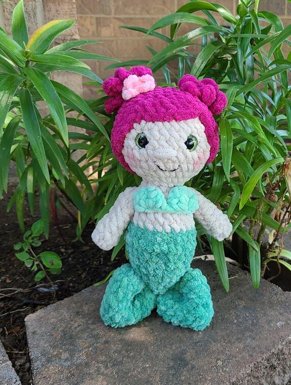 Handmade Crochet Mermaid Plushie | 11 Inch Am...
