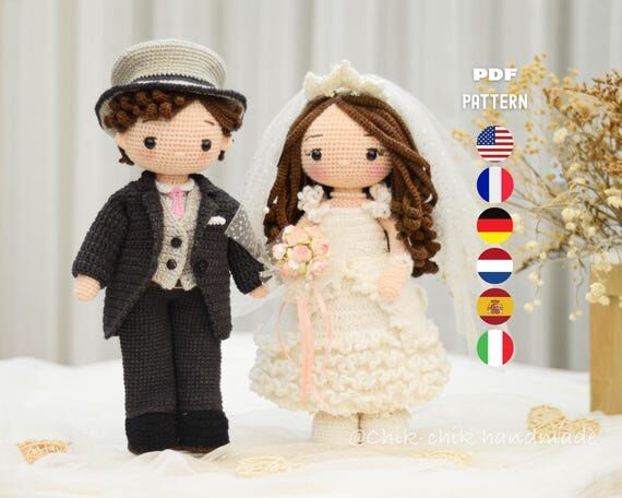 Wedding Couple Doll Crochet Pattern, Bride an...