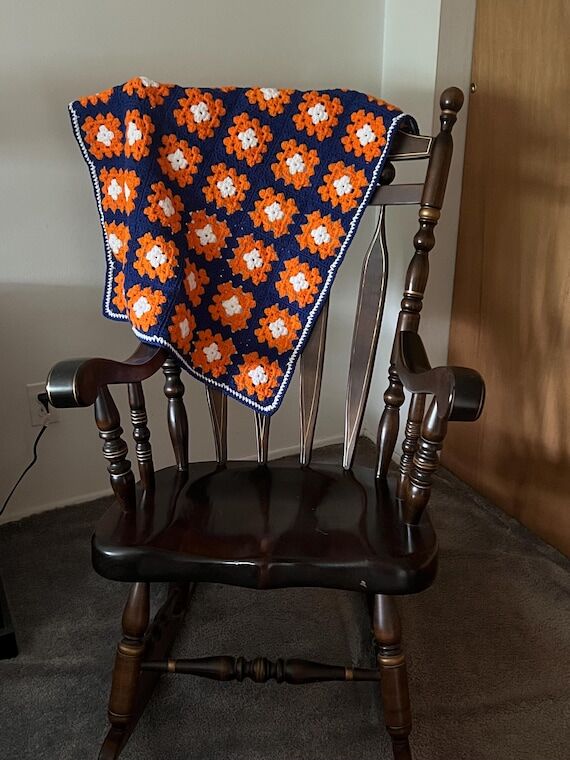 NY Team Colors Crocheted Baby Blanket, Royal ...