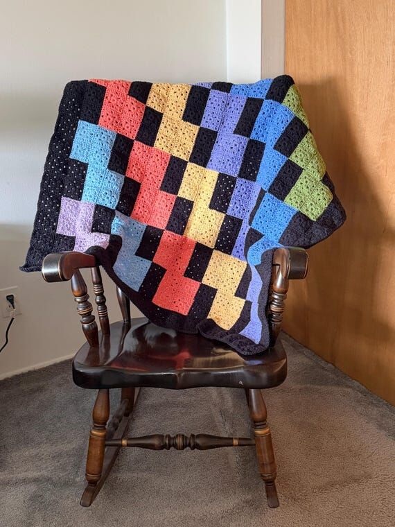 Crochet Rainbow Stairway Throw/ Lapghan...