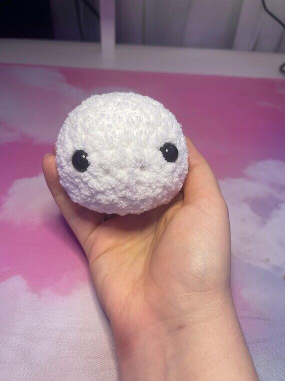 Crochet Snowball Plushie Handmade Stuffed Plu...