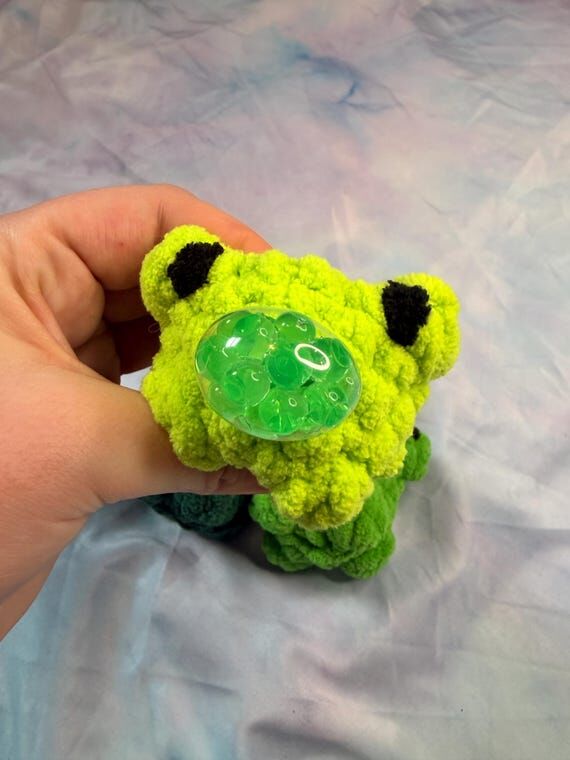 Crochet Frog Stress Ball Plushie Squishie Han...