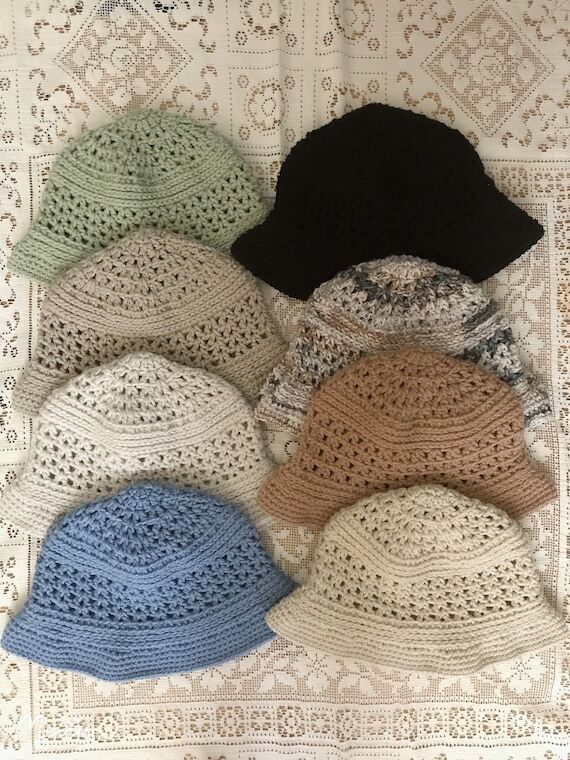 Handmade Crochet Bucket Hat: Women's Spring A...