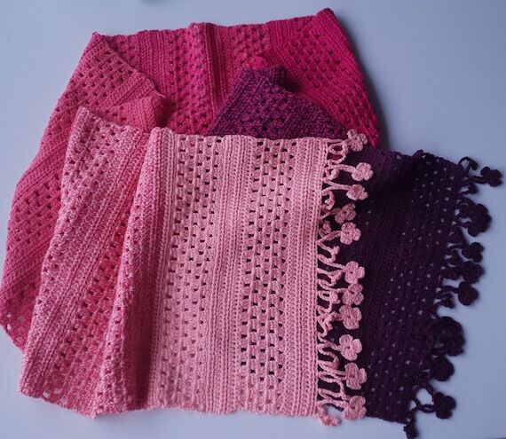 Handmade Crochet Cotton Scarf: Multicolor Coz...