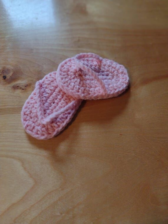 Hand Crocheted Baby Flip Flops, Photo Prop Sl...