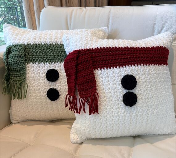 Crochet Snowman Pillow: Handmade Holiday Acce...
