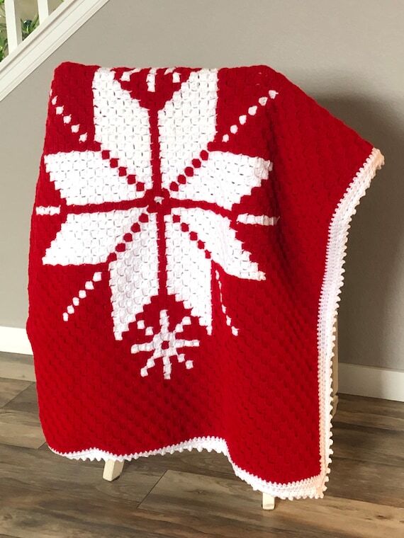 Scandinavian Snowflake Crochet Afghan Pattern...