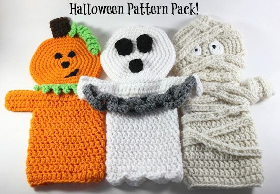 Halloween Crochet Hand Puppet Patterns: Ghost...