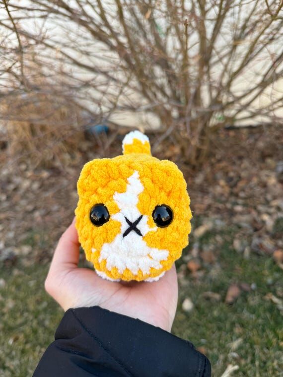 Crochet Yellow Tuxedo mini kitten plushie, Am...