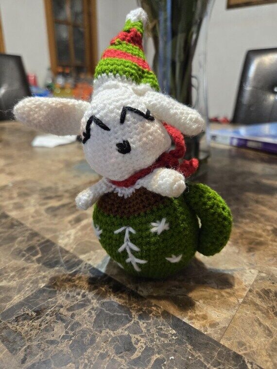 Handmade Crocheted Christmas Bunny in Mug...
