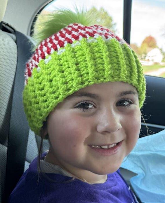 Handmade Crocheted Ribbed Beanie with removab...