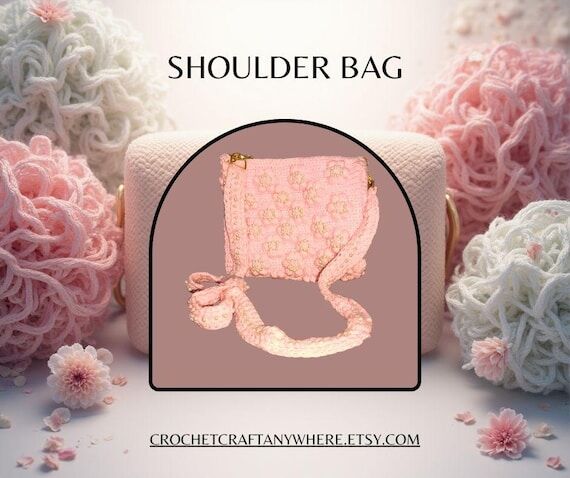 Pink Crochet Bag with Pearls | Handmade Croch...