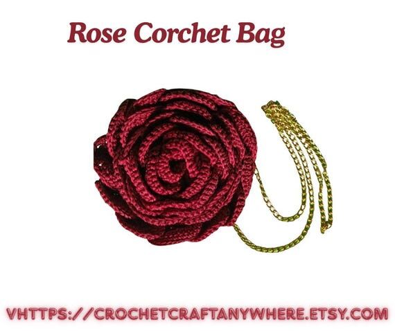 Mehroon Rose Crochet Bag – Handmade Floral ...