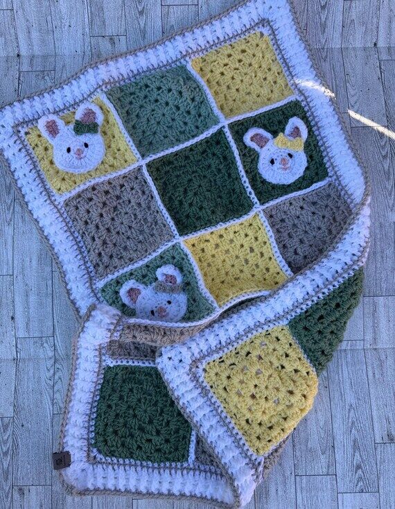 Crochet Baby Blanket - Handmade Granny Square...