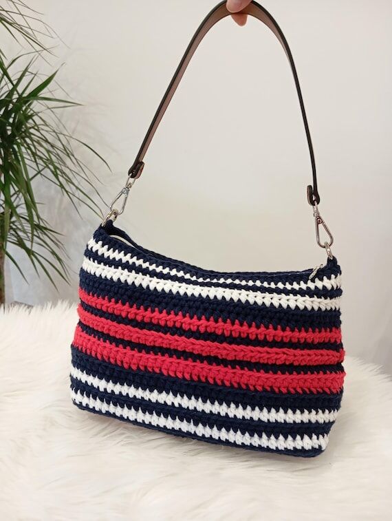 NAUTICAL – Striped Crochet Cotton Shoulder ...