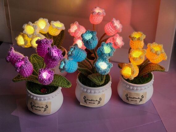 Potted Crochet Lily of the Valley, Light up C...