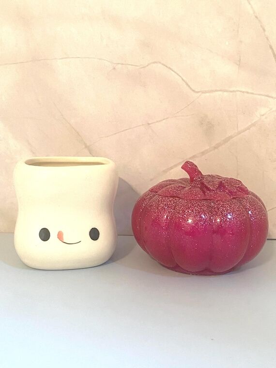 Pink Glitter Resin Pumpkin: Glam Fall Decor C...