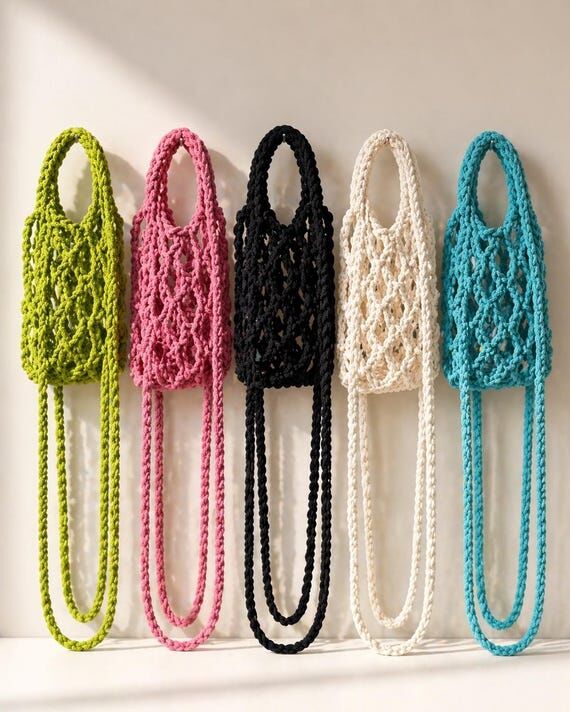 Handmade Crochet Phone Pouch Crossbody Bag - ...